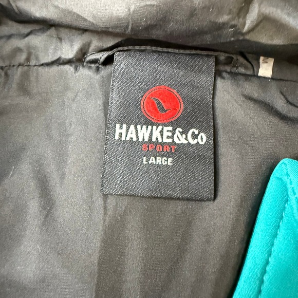 Hawke‎ & Co Sport Womens Black Turquoise Quilted Hooded Jacket Size Large - Picture 5 of 6